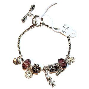 DaVinci Charm Bracelet 8.5" 9 Beads - RN Nurse Nursing School Diploma Silver CZ